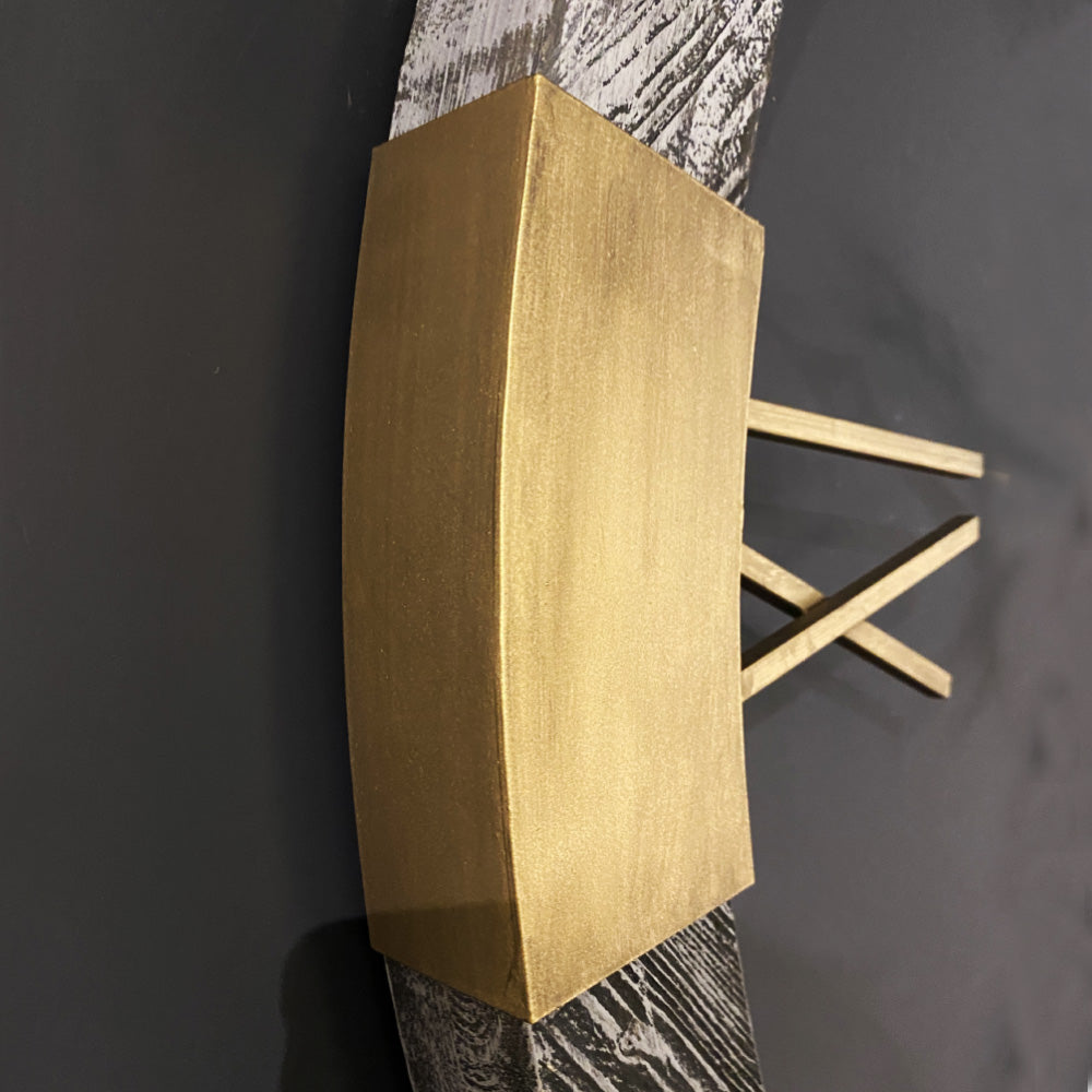 Orbit Wanduhr 90 cm – Grau & Gold | Moderne Wanduhr aus Holz & Metall von RH Clocks