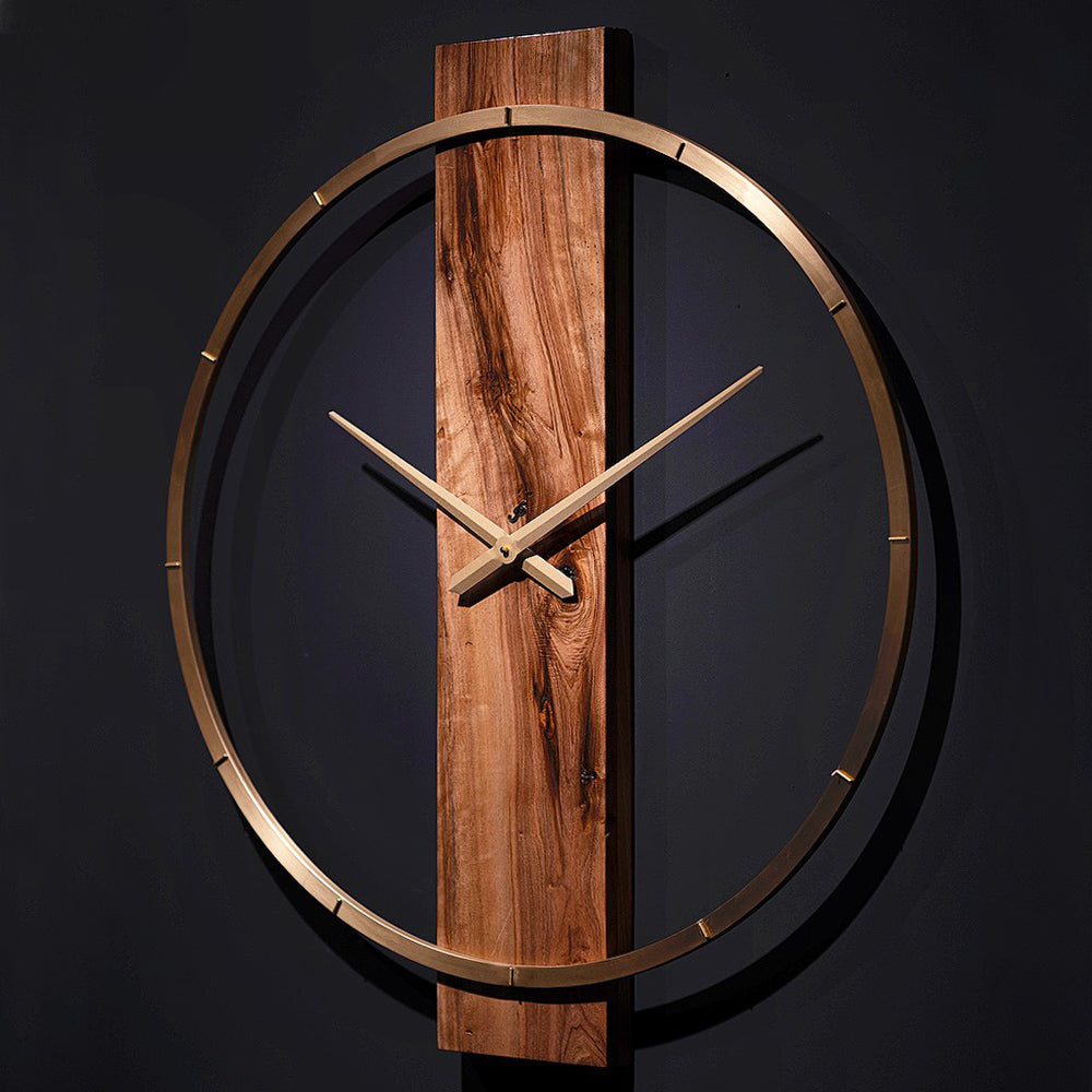 Alvar Wanduhr 80 cm – Walnussholz & Metall | Edle Designeruhr in Gold, Schwarz oder Chrom von RH Clocks