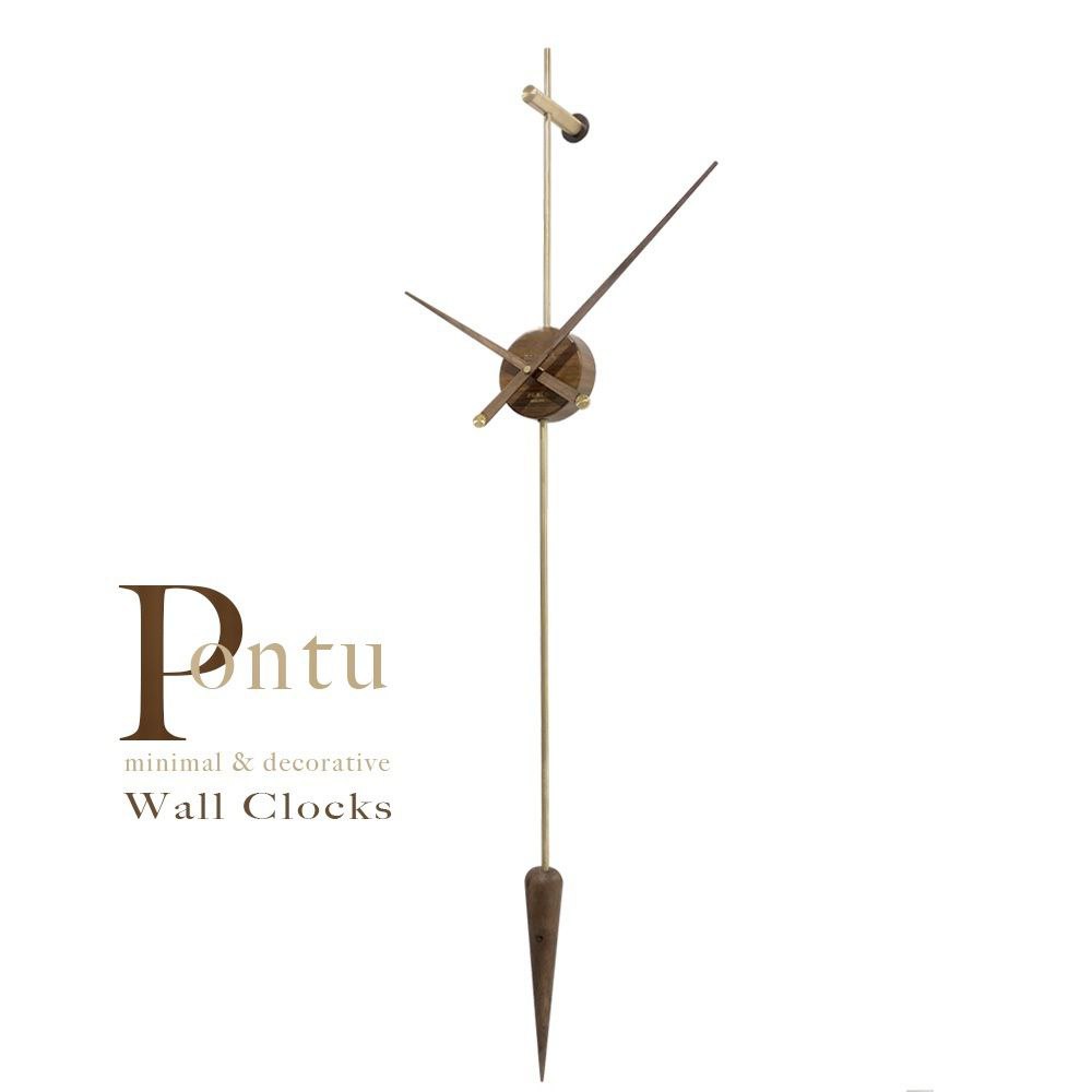 Punto Wanduhr 110 cm – Antikgold, Metallic Gold, Chrom & Black Carbon | Vertikale Designuhr aus Metall, Holz & Kupfer von RH Clocks
