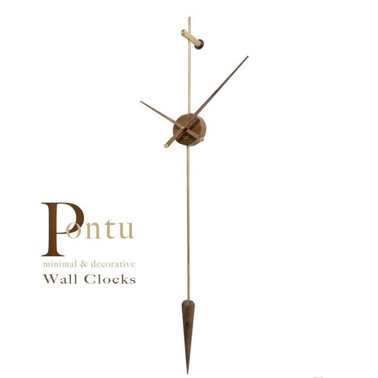 Punto Wanduhr 110 cm – Antikgold, Metallic Gold, Chrom & Black Carbon | Vertikale Designuhr aus Metall, Holz & Kupfer von RH Clocks
