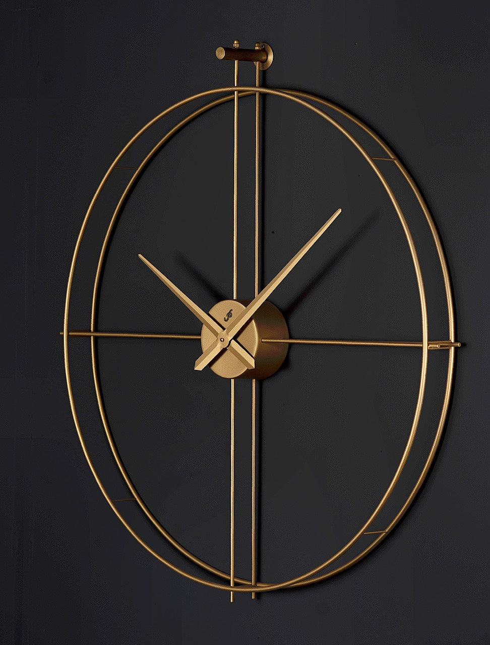 Zeus Plus Wanduhr 80 cm – Antikgold, Schwarz & Chrom | Runde Designer-Metalluhr von RH Clocks