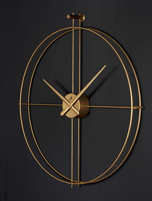 Zeus Plus Wanduhr 80 cm – Antikgold, Schwarz & Chrom | Runde Designer-Metalluhr von RH Clocks