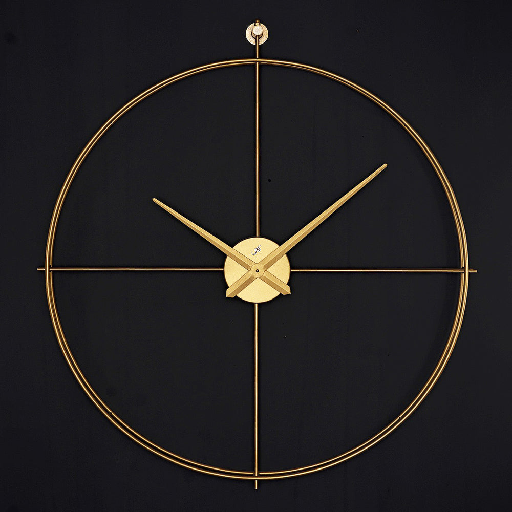 Zeus Plus Wanduhr 80 cm – Antikgold, Schwarz & Chrom | Runde Designer-Metalluhr von RH Clocks