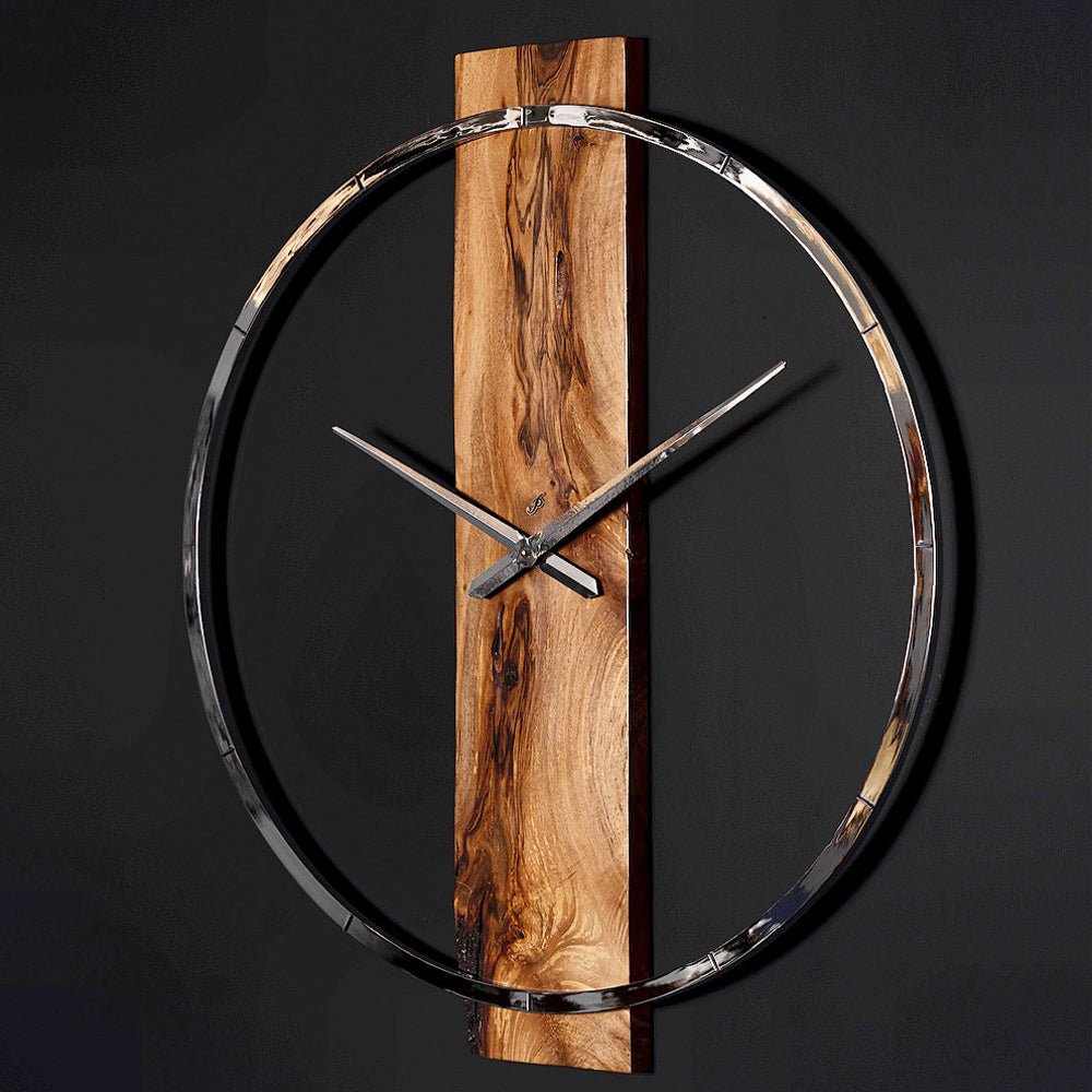 Alvar Wanduhr 80 cm – Walnussholz & Metall | Edle Designeruhr in Gold, Schwarz oder Chrom von RH Clocks