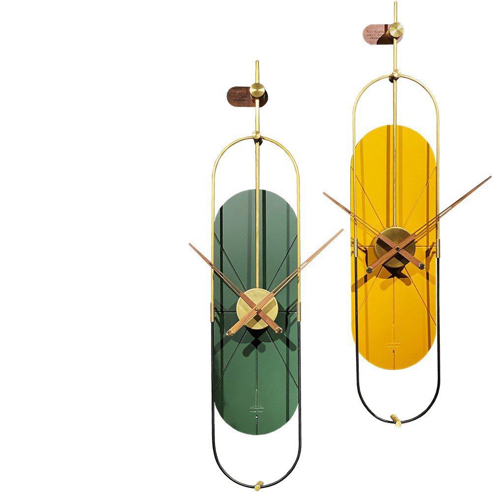 Wanduhr 100 cm hoch – Holz & Metall – RH Clocks Copper Art - Gold und Grün