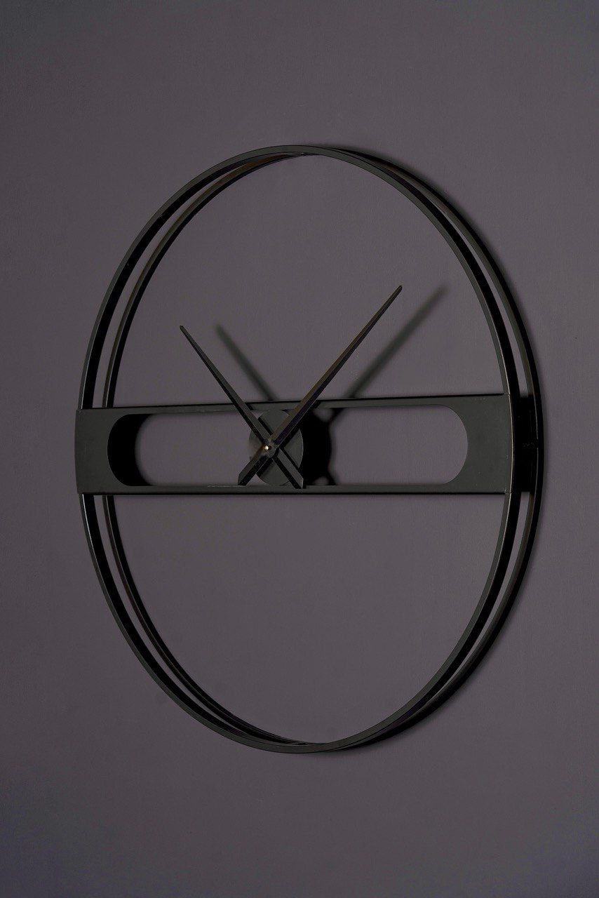 Seitenansicht – Wanduhr 80 cm – Venus - Schwarz Carbon